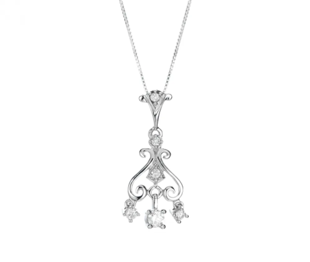 White Gold Diamond Pendant with Chain