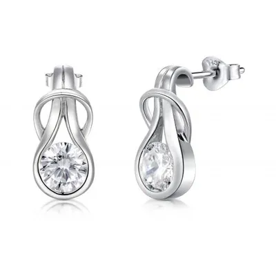 Sterling Silver Cubic Zirconia Knot Earrings