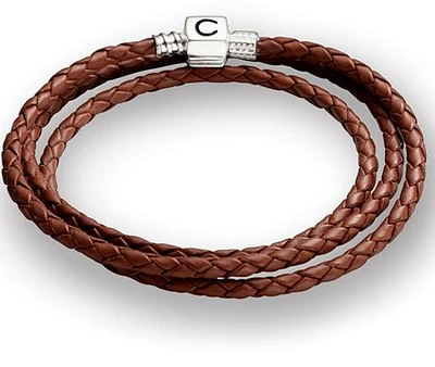 22.2" Cognac Braided Leather Wrap