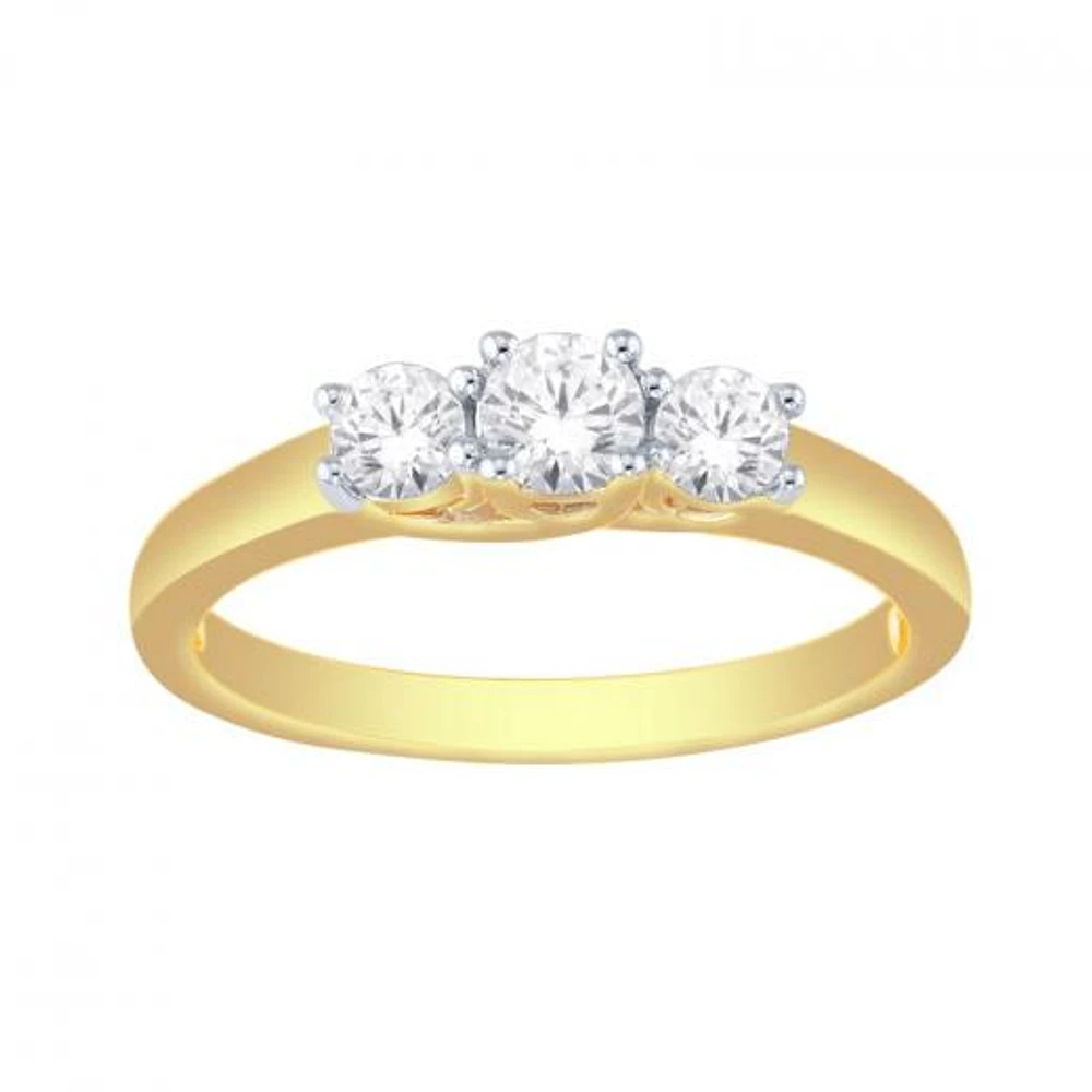 14K Yellow Gold Three-Stone Ring