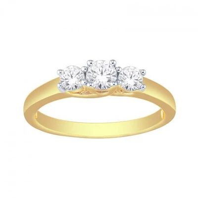 14K Yellow Gold Three-Stone Ring