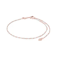 10K Rose and White Gold Adjustable to 11" 1.6 mm Sparkle Ankle Bracelet