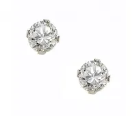Children's Sterling Silver White Cubic Zirconia Safety Back Earrings
