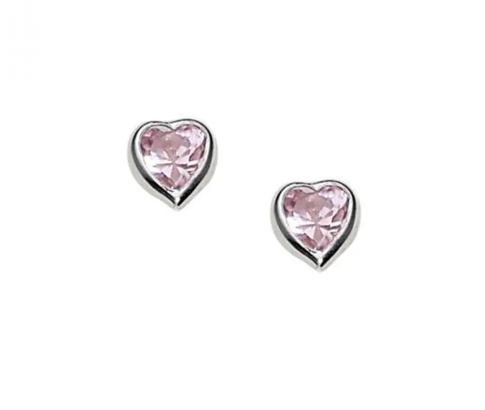 14K White Gold Pink Cubic Zirconia Studs with 14K Gold Filled Fluted Bell Backs