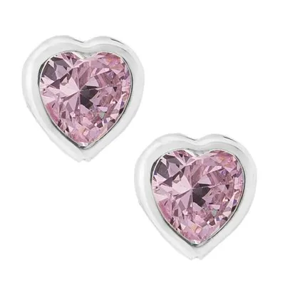 14K White Gold Pink Cubic Zirconia Studs with 14K Gold Filled Fluted Bell Backs