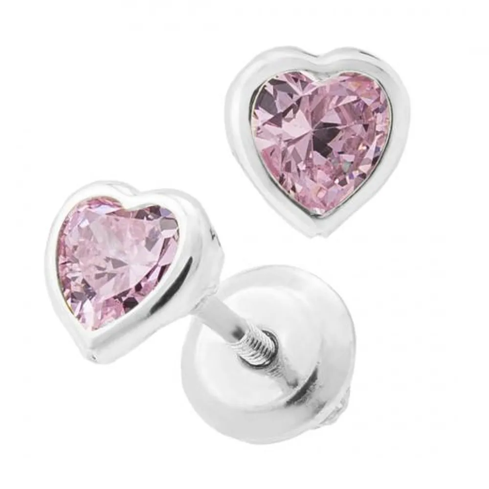 14K White Gold Pink Cubic Zirconia Studs with 14K Gold Filled Fluted Bell Backs