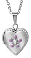 Children's Sterling Silver 15" Pink Flowers Locket