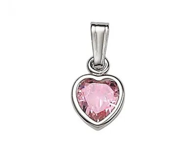 Children's 10K White Gold 13" Pink Cubic Zirconia Heart