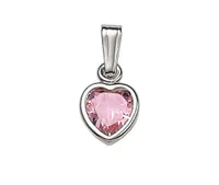 Children's 10K White Gold 13" Pink Cubic Zirconia Heart