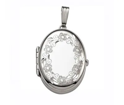 Sterling Silver 18" Oval 4-Picture Locket