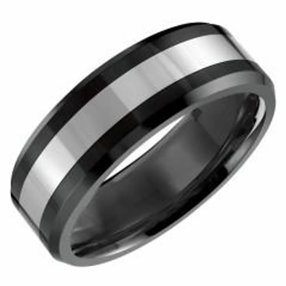 8mm Tungsten & Black Ceramic Band