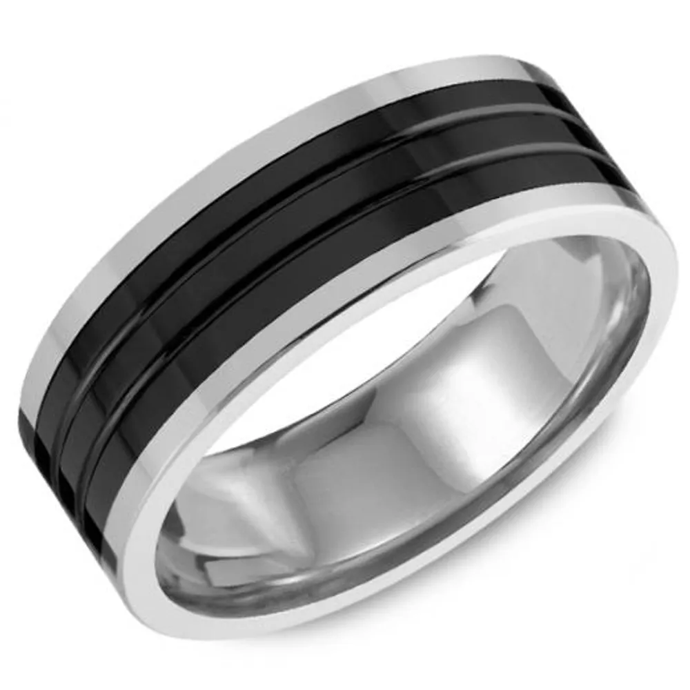 8mm Tungsten & Black Ceramic Band