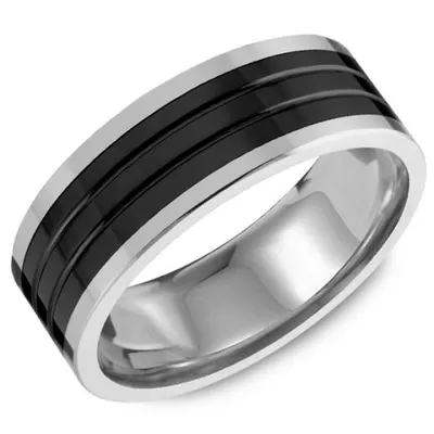 8mm Tungsten & Black Ceramic Band