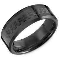 8mm Black Ceramic & Carbon Fibre Band