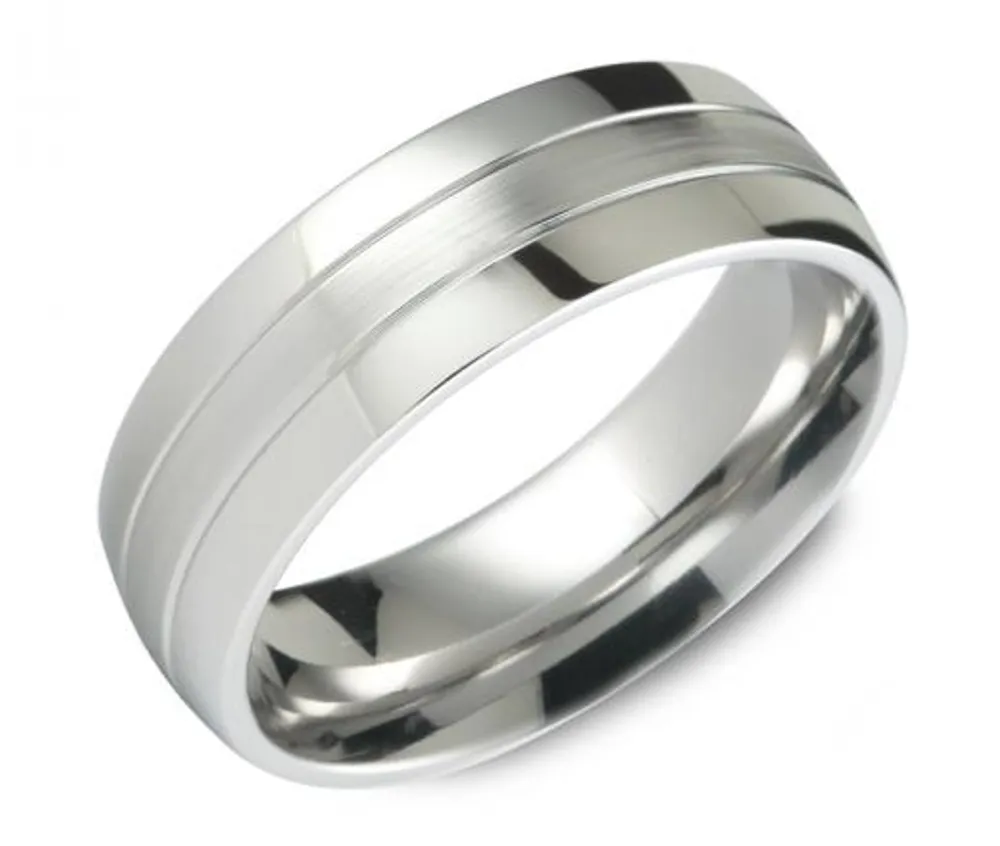 7mm Ridged White Cobalt Ring