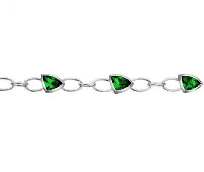 Sterling Silver Created Emerald Bracelet