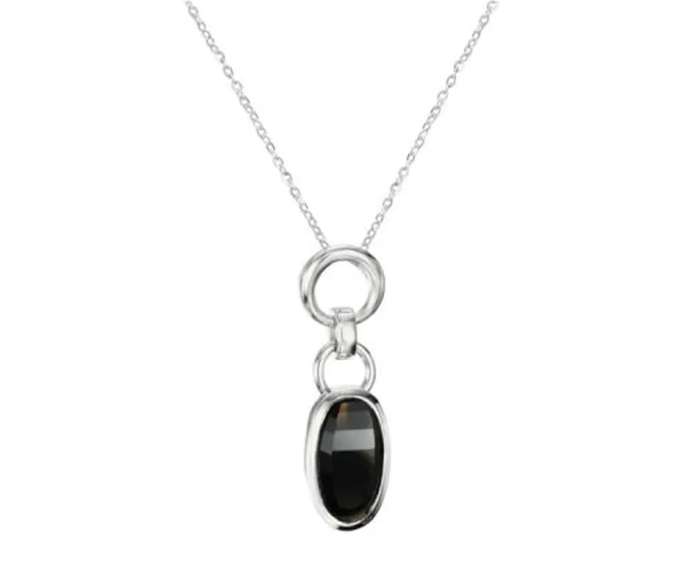 Sterling Silver Black Quartz Necklace