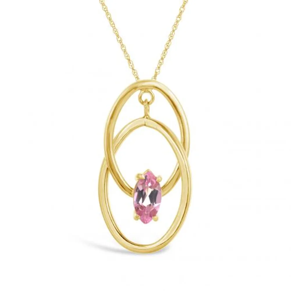 10K Yellow Gold Created Pink Sapphire Pendant