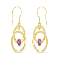 10K Yellow Gold Created Pink Sapphire Earrings