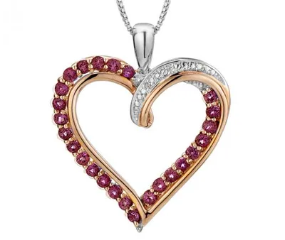 Sterling Silver Rose Plated Created Pink Sapphire & Diamond Pendant