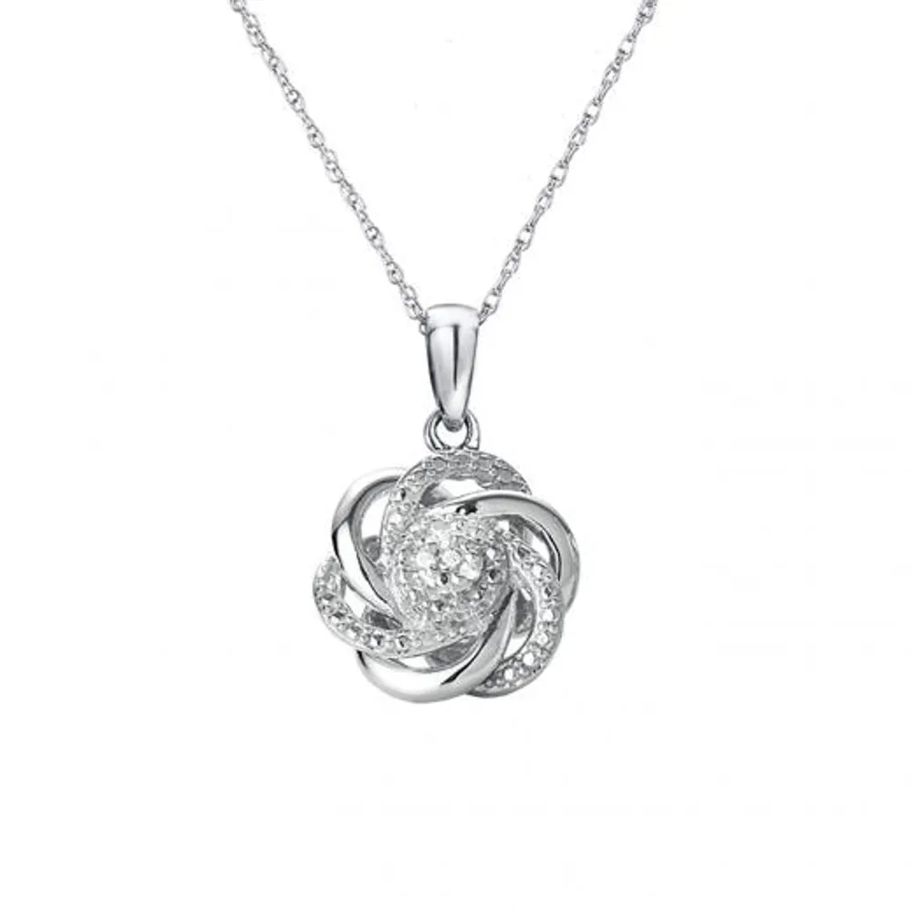 Sterling Silver Diamond Love Knot Pendant