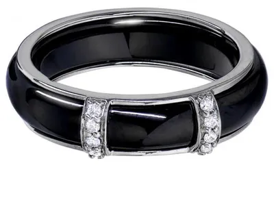 Black Ceramic Diamond Ring Size 5
