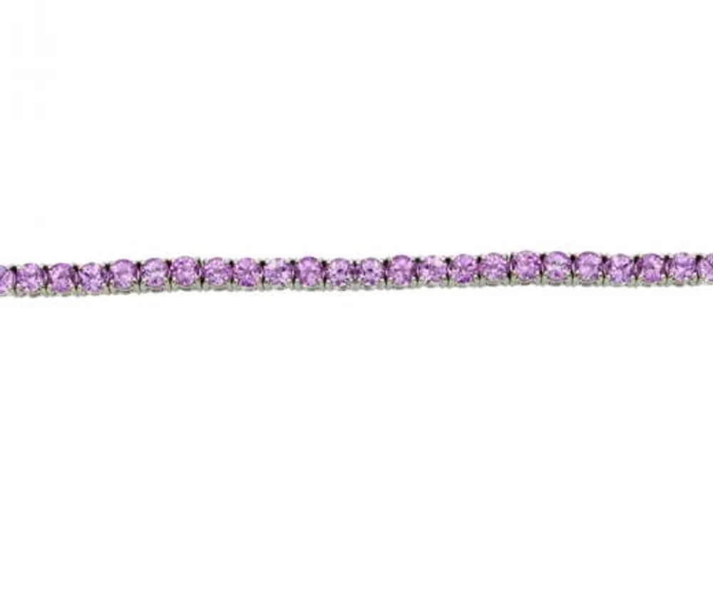 Sterling Silver Created Pink Sapphire Bracelet