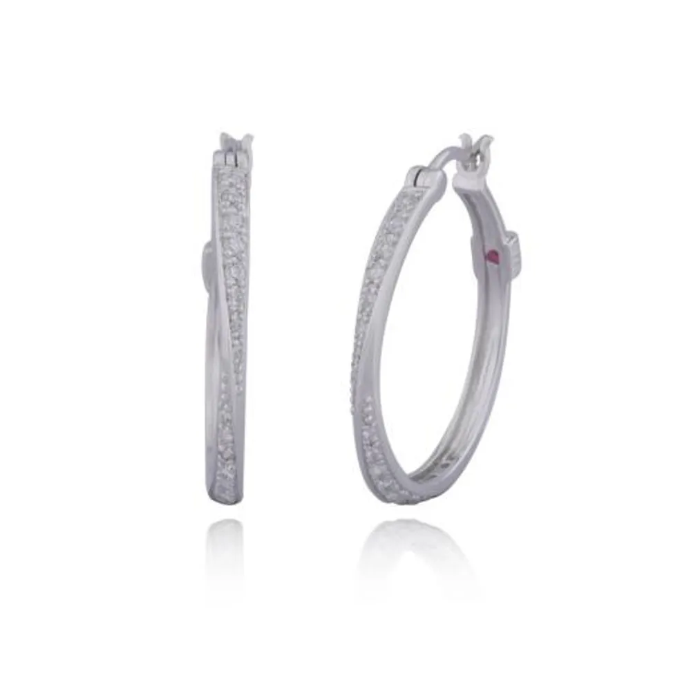 Elle Micro Pave Cubic Zirconia 28mm Hoop Earrings