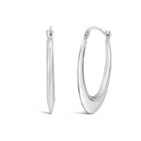 10K White Gold 17x26mm Polished Pattern Oval Creole Earrings