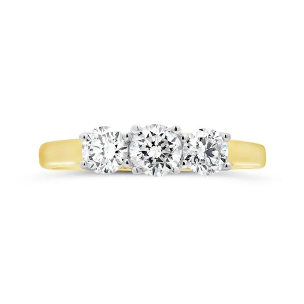 Tradition Yellow Gold 1.00CTW Three-Stone Diamond Anniversary Ring