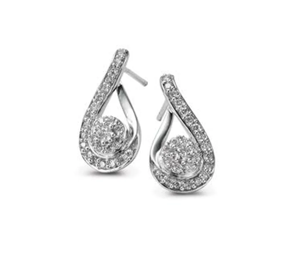 Love Hugs Sterling Silver Diamond Earrings