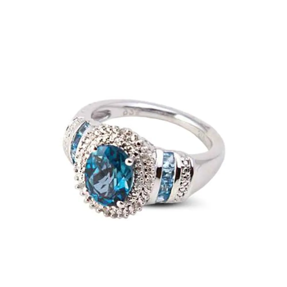 Blue Topaz and Diamond Ring