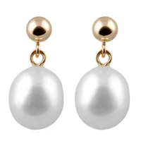 Freshwater Yellow Gold 8-8.5mm Pearl Earrings