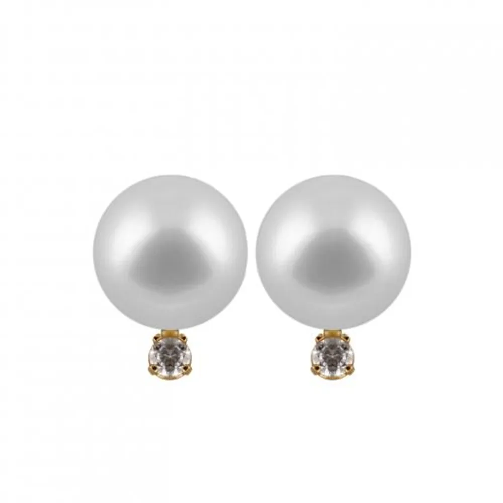 Saltwater White Pearl & Diamond Studs