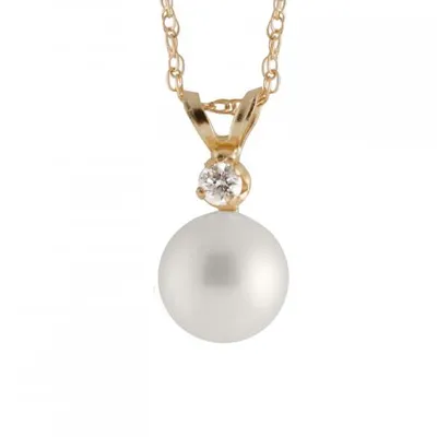 Saltwater 17" Diamond and Pearl Necklace