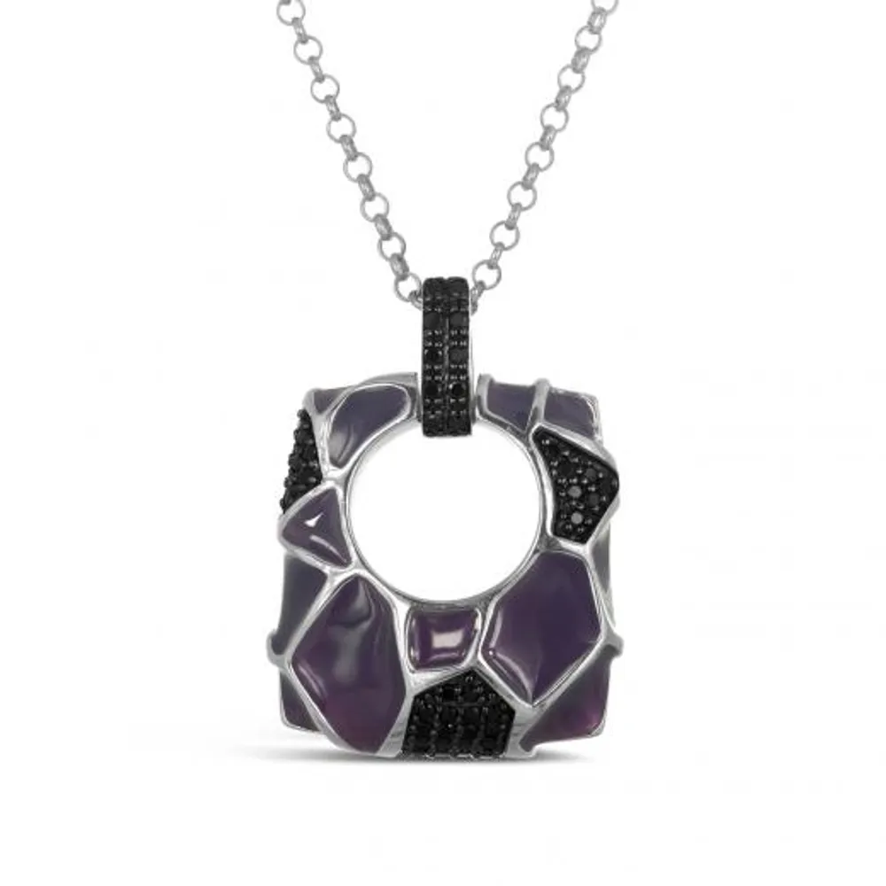 Sterling Silver Black Onyx & Enamel Pendant