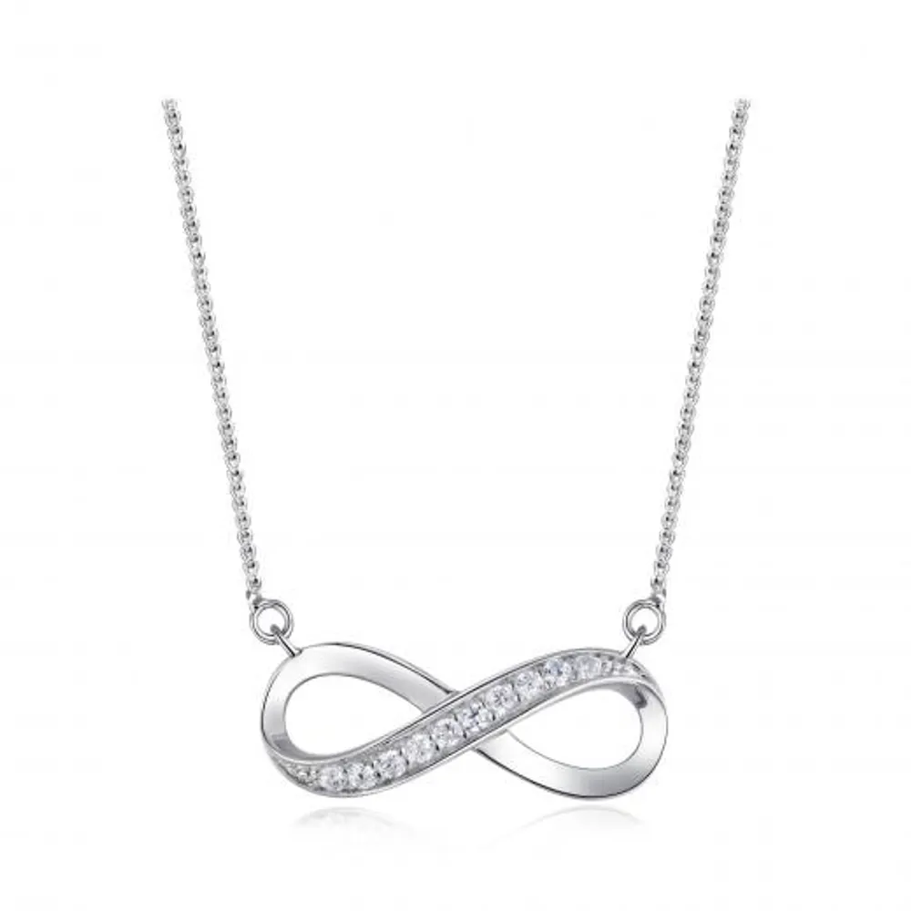 Sterling Silver Cubic Zirconia 19" Infinity Pendant