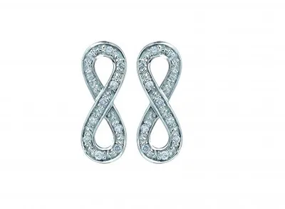 Sterling Silver Diamond Infinity Earrings