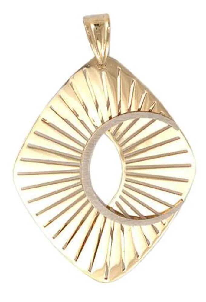 10K Two-Tone Diamond Shaped Gold Pendant