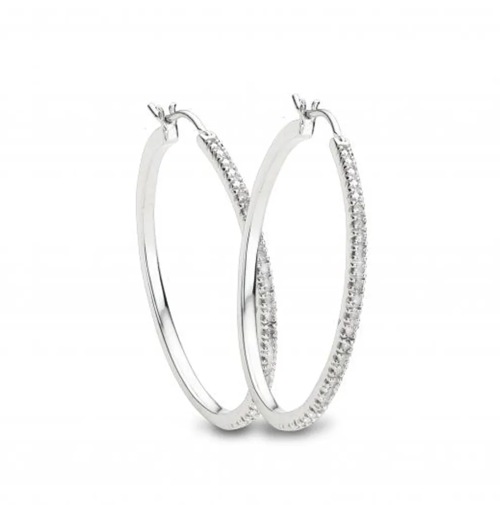 Sterling Silver Diamond Hollywood Hoops