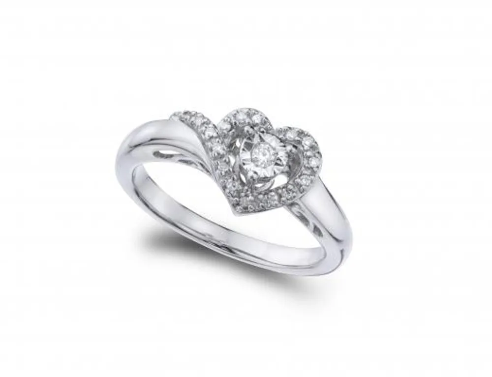 Sterling Silver Diamond Heart Ring