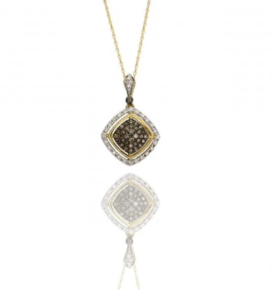 Champagne Diamond 0.36CTW Yellow Gold Pendant