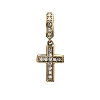 Chamilia 10K Yellow Gold & Sterling Silver Drop Cross Clear Swarovski