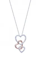 Sterling Silver Triple Heart Diamond Pendant