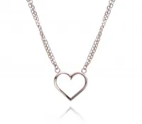 10K White and Rose Gold 17" Double Chain Heart Necklace