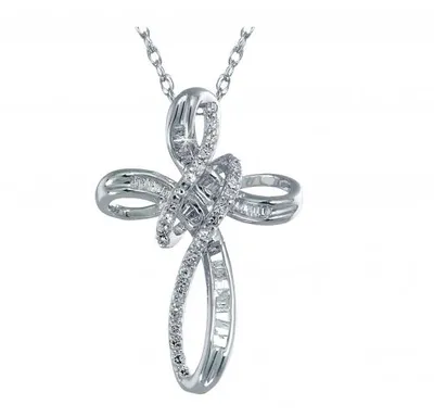 Sterling Silver 0.30CTW Diamond Cross Pendant