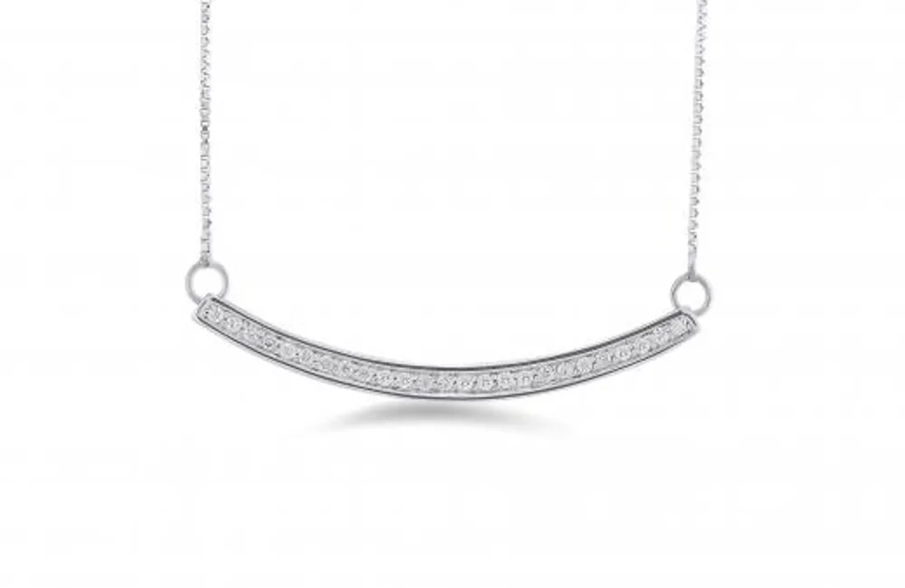 Sterling Silver Diamond Bar Necklace