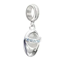 Chamilia Sterling Silver Baby Slipper Blue Swarovski