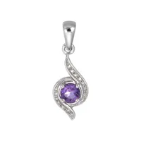 Sterling Silver Amethyst & Diamond Pendant