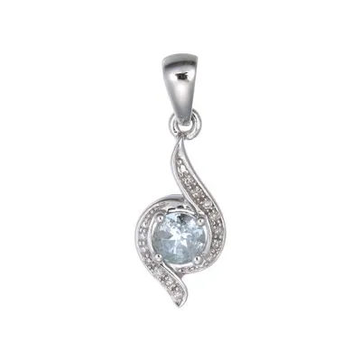 Sterling Silver Aquamarine & Diamond Pendant